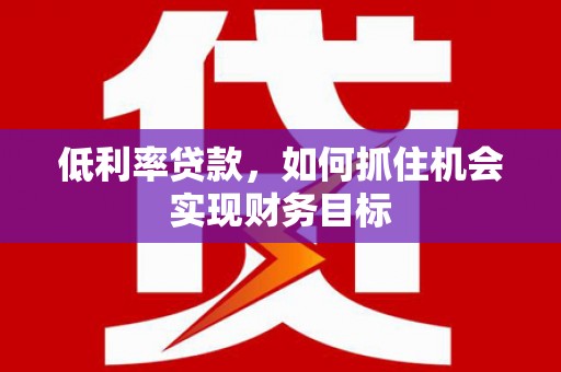 临邑低利率贷款，如何抓住机会实现财务目标