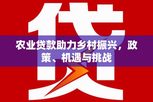 临邑农业贷款助力乡村振兴，政策、机遇与挑战