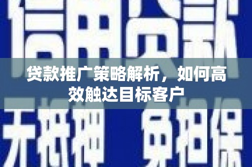 临邑贷款推广策略解析，如何高效触达目标客户