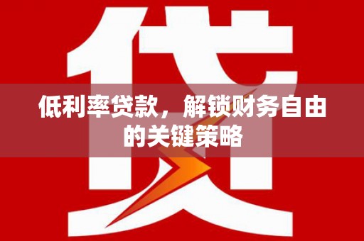 临邑低利率贷款，解锁财务自由的关键策略