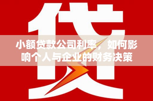 临邑小额贷款公司利率，如何影响个人与企业的财务决策