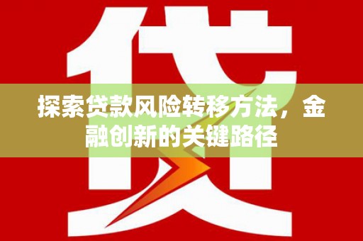 临邑探索贷款风险转移方法，金融创新的关键路径