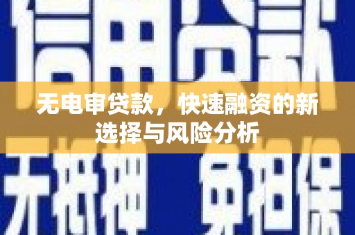 临邑无电审贷款，快速融资的新选择与风险分析