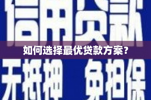 临邑如何选择最优贷款方案？