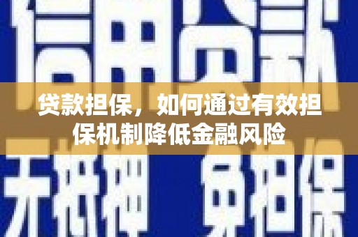 临邑贷款担保，如何通过有效担保机制降低金融风险
