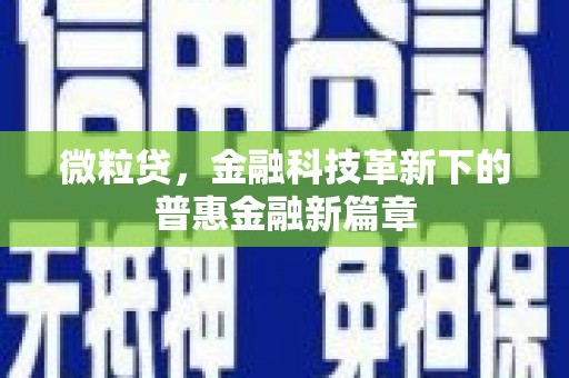 临邑微粒贷，金融科技革新下的普惠金融新篇章