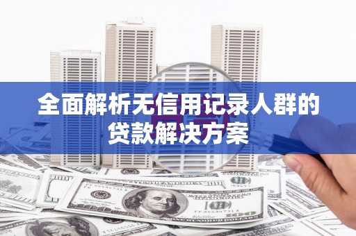 临邑全面解析无信用记录人群的贷款解决方案